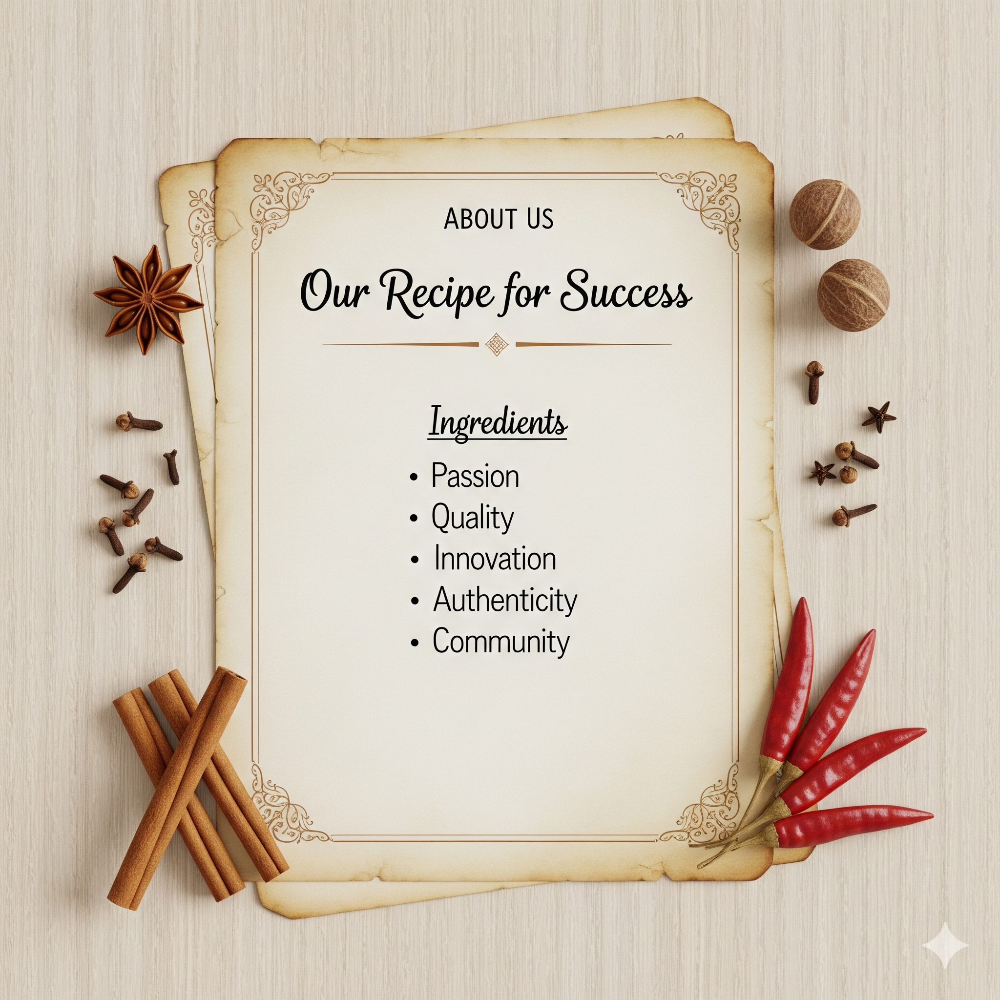 Close up of spices and ingredients